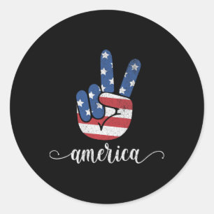 Cute America Peace Patriotic American Flag Usa 4th Classic Round Sticker