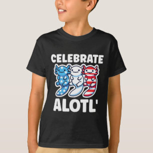 Cute American Axolotls 4th Of July Red White Blue T-Shirt