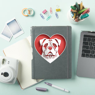 Cute American Bulldog Heart Dog Lover Puppy Art