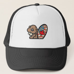 cute american canadian beaver trucker hat