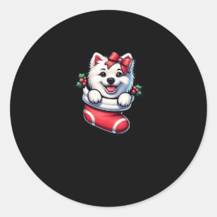 Cute American Eskimo Christmas Stocking Classic T- Classic Round Sticker