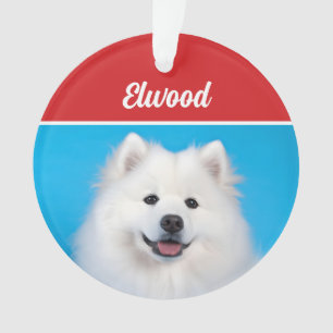 Cute American Eskimo Dog Holiday Christmas Photo Ornament