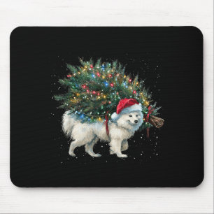 Cute American Eskimo Dog In A Christmas Tree For M Mouse Pad