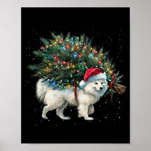Cute American Eskimo Dog In A Christmas Tree For M Poster