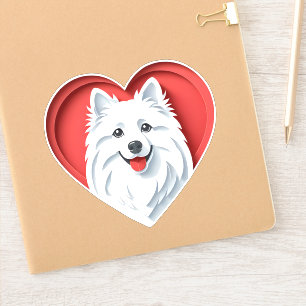 Cute American Eskimo Dog Lover Puppy Heart Art