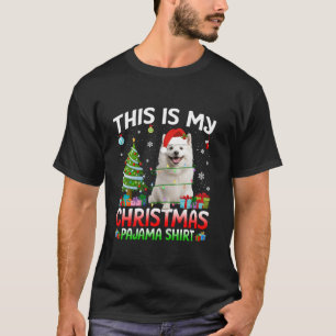 Cute American Eskimo Dog Santa Christmas Lights Do T-Shirt
