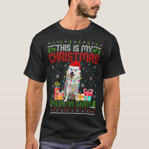 Cute American Eskimo This Is My Christmas Pajama   T-Shirt