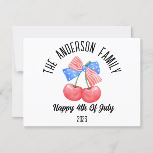 Cute American Flag Bow Personalized Name Holiday Postcard