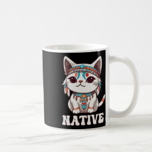 Cute American Native Indian Kawaii Cat Woman Girl  Coffee Mug
