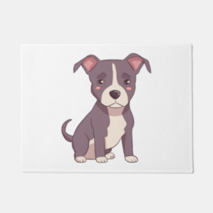 Cute american pit bull terrier kawaii illustration doormat
