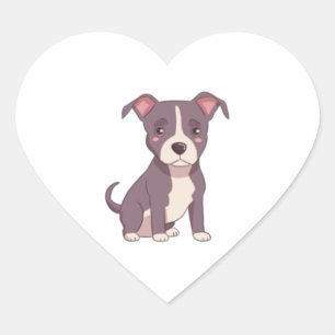 Cute american pit bull terrier kawaii illustration heart sticker