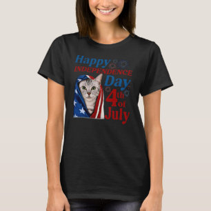 Cute American Shorthair Cat Independence Day USA T-Shirt