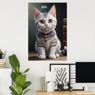Cute American Shorthair Kitten with big Eyes Poster