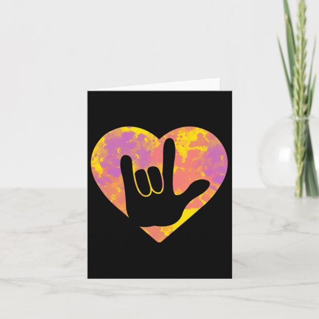 Cute American Sign Language Pride Deaf Awareness  Card (Front)