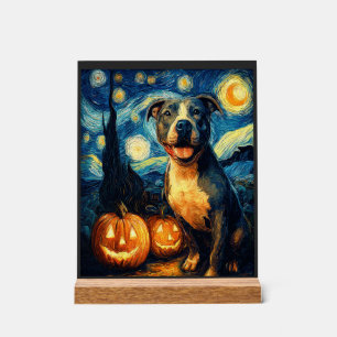 Cute American Staffordshire Terrier Dog Halloween Acrylic Sign