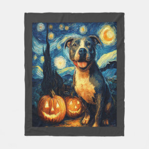 Cute American Staffordshire Terrier Dog Halloween  Fleece Blanket