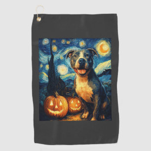 Cute American Staffordshire Terrier Dog Halloween  Golf Towel