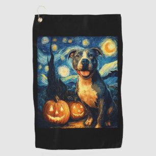 Cute American Staffordshire Terrier Dog Halloween Golf Towel