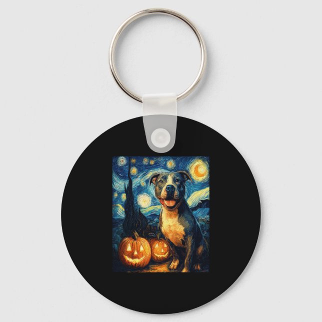 Cute American Staffordshire Terrier Dog Halloween  Keychain (Front)