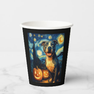 Cute American Staffordshire Terrier Dog Halloween  Paper Cups
