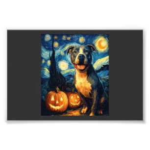 Cute American Staffordshire Terrier Dog Halloween Photo Print