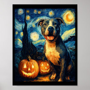 Cute American Staffordshire Terrier Dog Halloween Poster