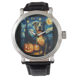 Cute American Staffordshire Terrier Dog Halloween  Watch