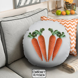 Cute Amigurumi Minimalist Crochet Carrots Hipster  Round Pillow