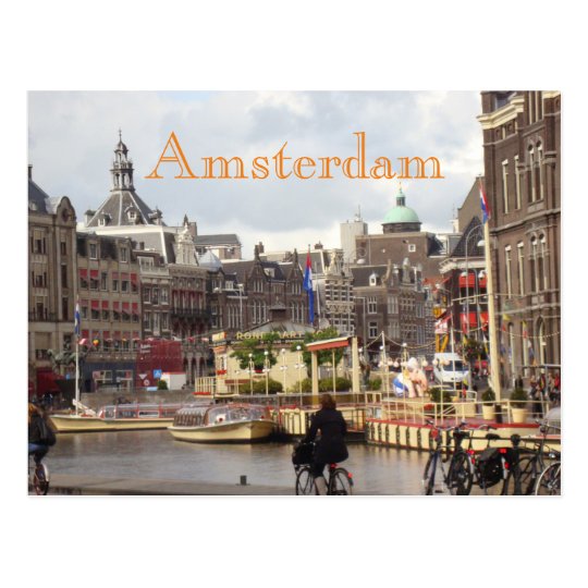 Cute Amsterdam Bike Ride Postcard