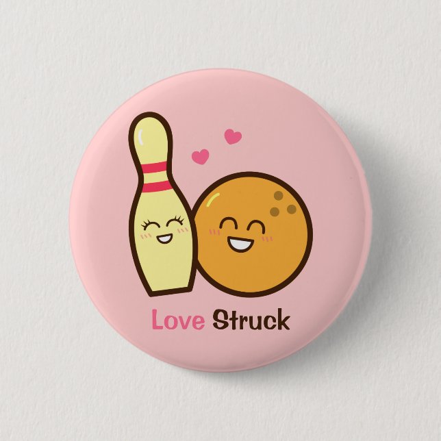 Cute Amusing Bowling Ball and Pin Love Struck (Front)