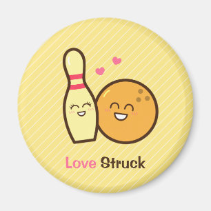 Cute Amusing Bowling Ball and Pin Love Struck Magnet