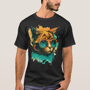 Cute Anamorphic Goggle Wearing Cat Unique Family T-Shirt