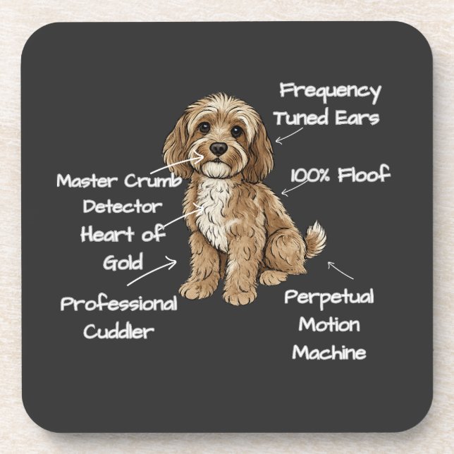 Cute Anatomy of a Cockapoo Dog Lover Gift Coaster (Front)