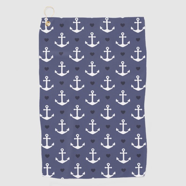 Cute Anchor Pattern Golf Towel (Front)