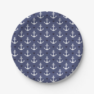 Cute Anchor Pattern Paper Plate