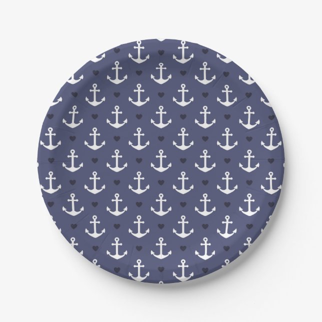 Cute Anchor Pattern Paper Plate (Front)