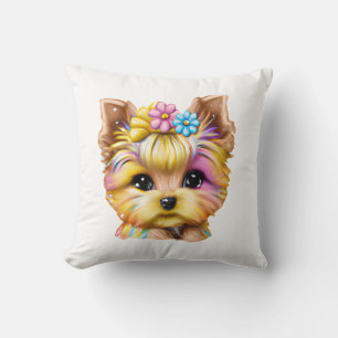 Cute and Adorable Baby Yorkie Throw Pillow