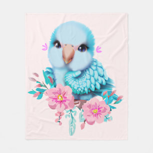 Cute and Adorable Blue Baby Parrot Fleece Blanket