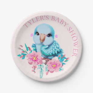 Cute and Adorable Blue Baby Parrot Paper Plate