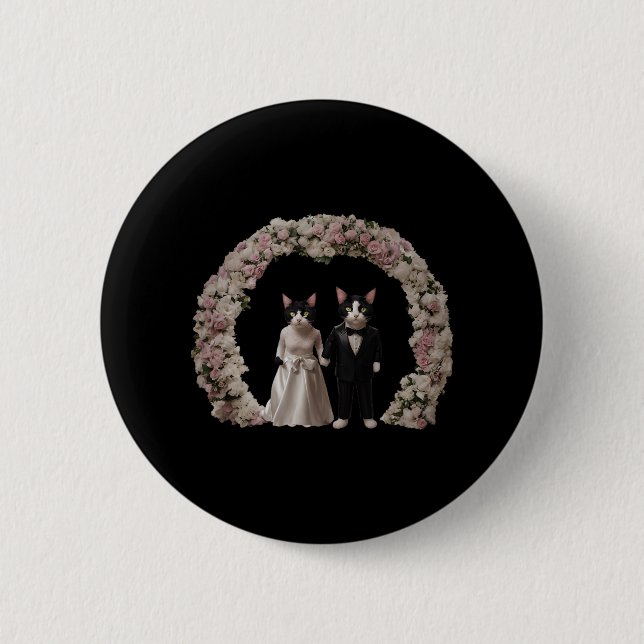 Cute And Adorable Cat Bride And Groom  2 Inch Round Button (Front)