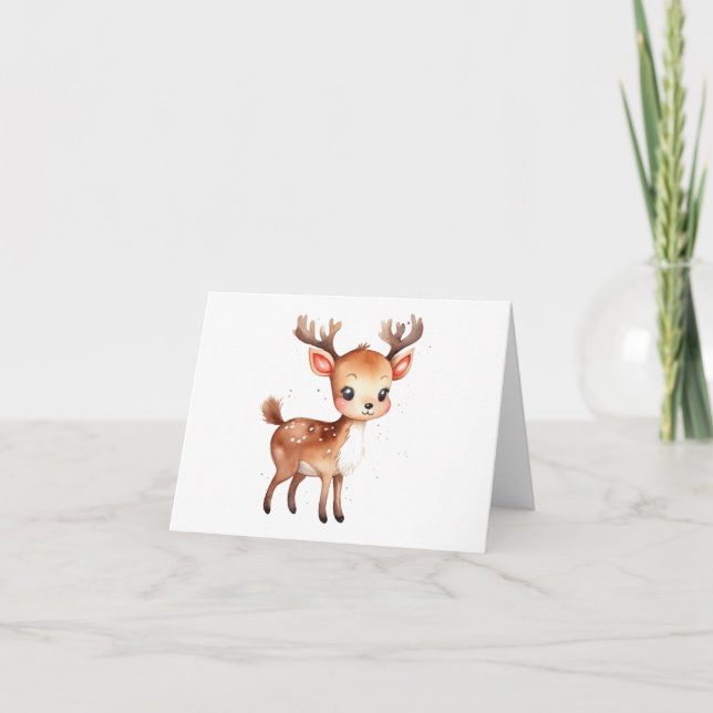 Cute and Adorable Christmas Reindeer BLANK  Holiday Card (Front)