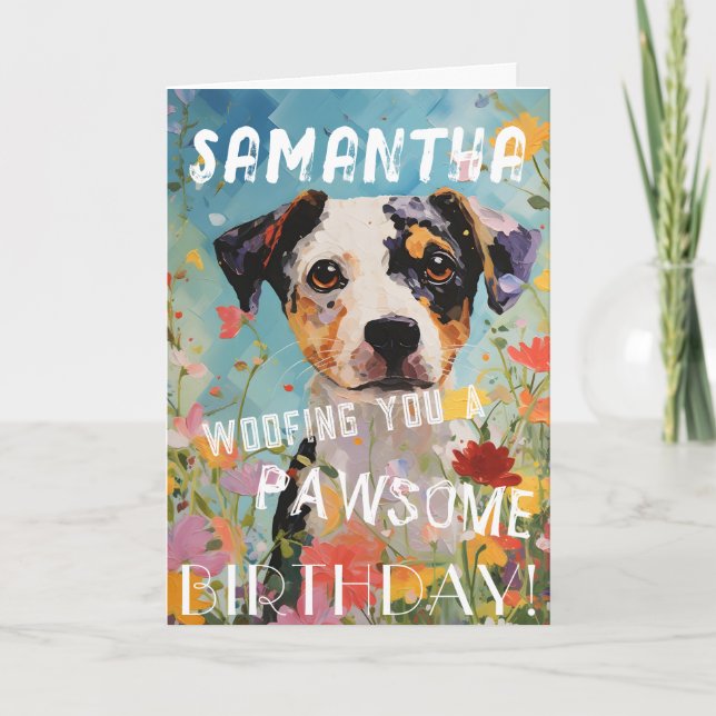 Cute and Adorable Dog Happy Birthday Card (Front)