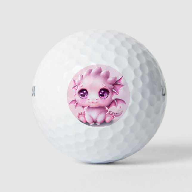 Cute and Adorable Fantasy Pink Baby Chibi   Golf Balls (Front)