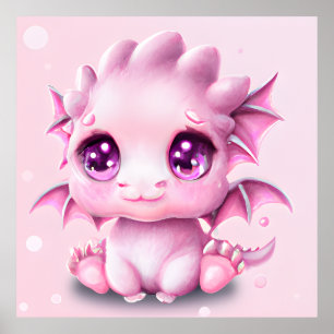 Cute and Adorable Fantasy Pink Baby Chibi  Poster