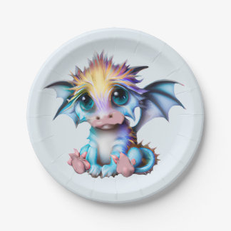 Cute and Adorable Kawaii Baby Dragon Paper Plate