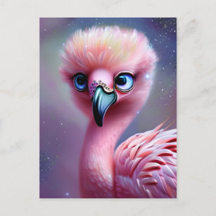 Cute and Adorable Kawaii Baby Flamingo  Postcard