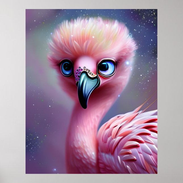 Cute and Adorable Kawaii Baby Flamingo Poster (Front)