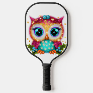 Cute and Adorable Kawaii Baby Owl Pickleball Paddle