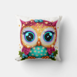 Cute and Adorable Kawaii Baby Owl Throw Pillow