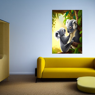 Cute and adorable Koala and child   AI Art  Poster